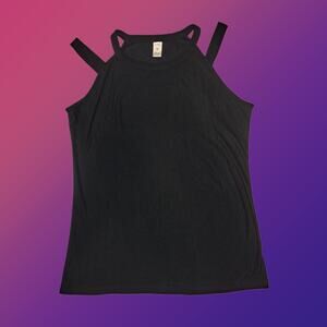 Ladies Small Black Cut Out Sleeve Top Shirt